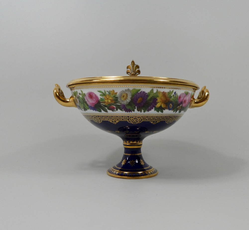 Sevres porcelain ecuelle, cover and stand. Dated 1842. View V