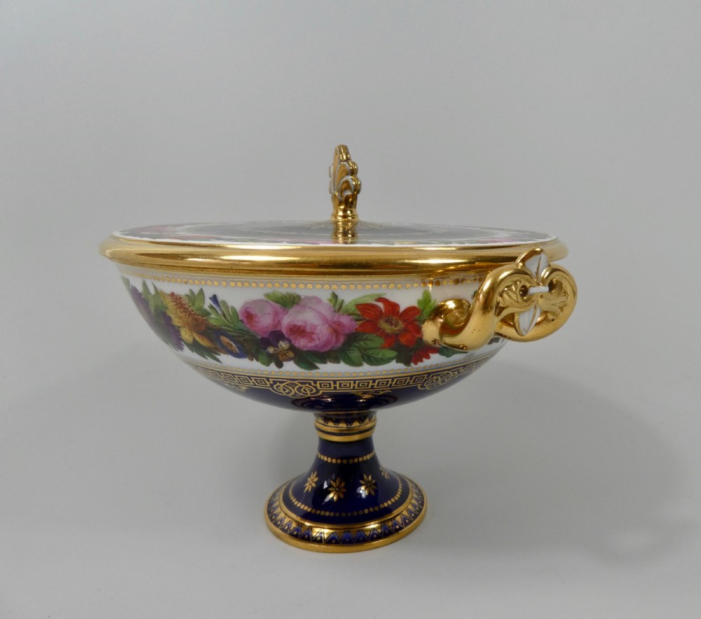 Sevres porcelain ecuelle, cover and stand. Dated 1842. View VI
