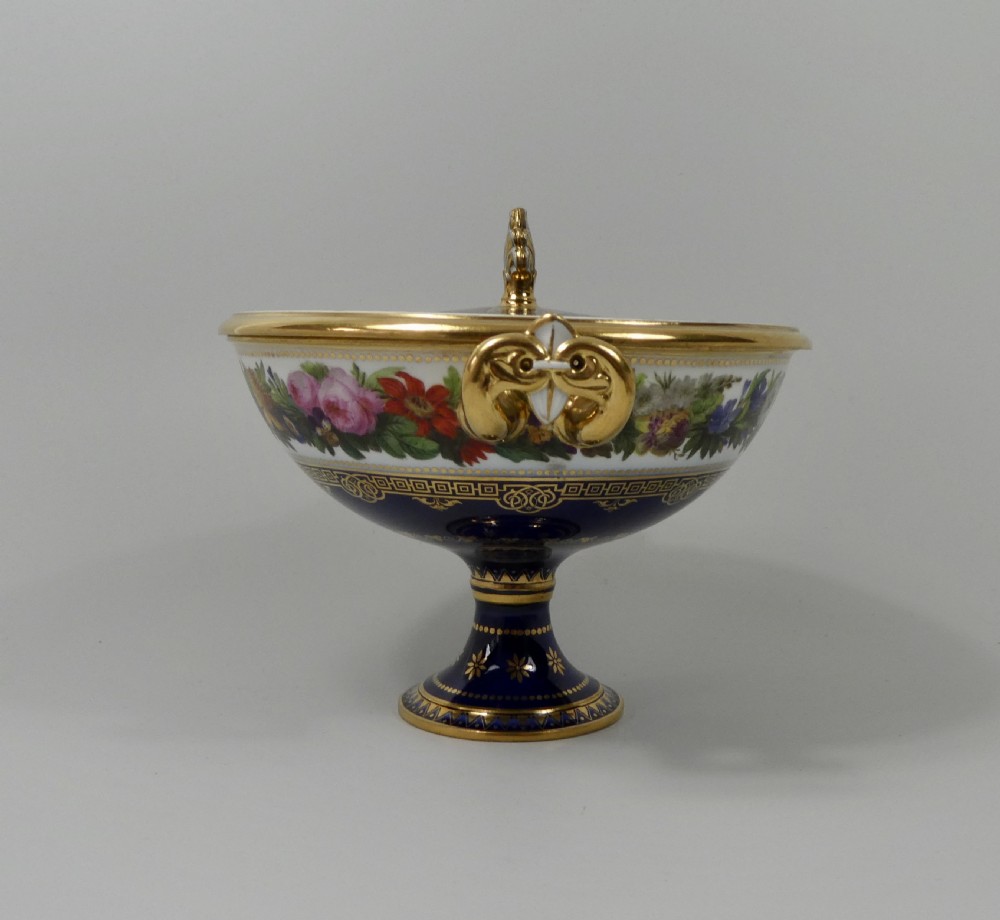 Sevres porcelain ecuelle, cover and stand. Dated 1842. View VII