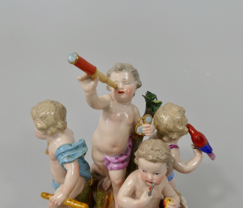Meissen porcelain Putti group - The Senses, c. 1870. View II