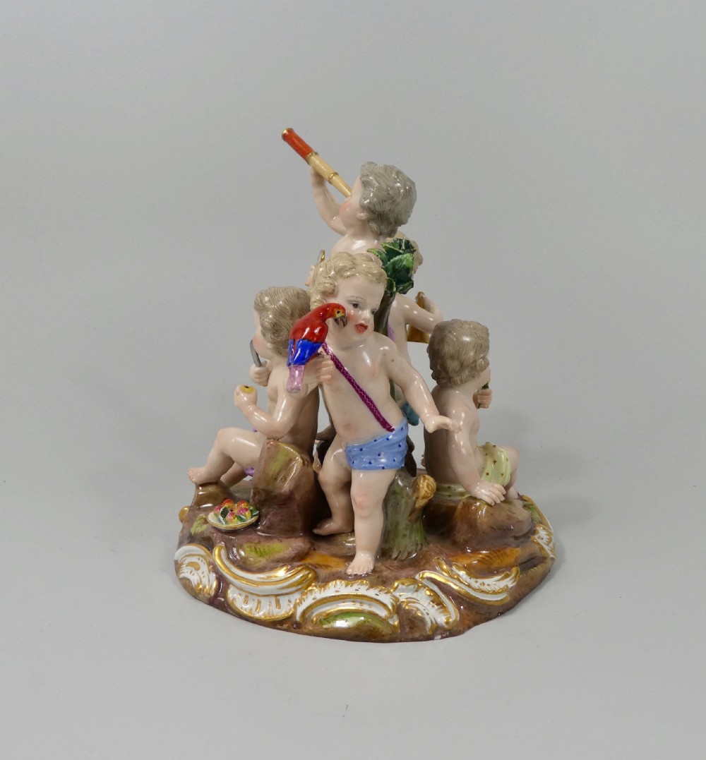 Meissen porcelain Putti group - The Senses, c. 1870. View IV