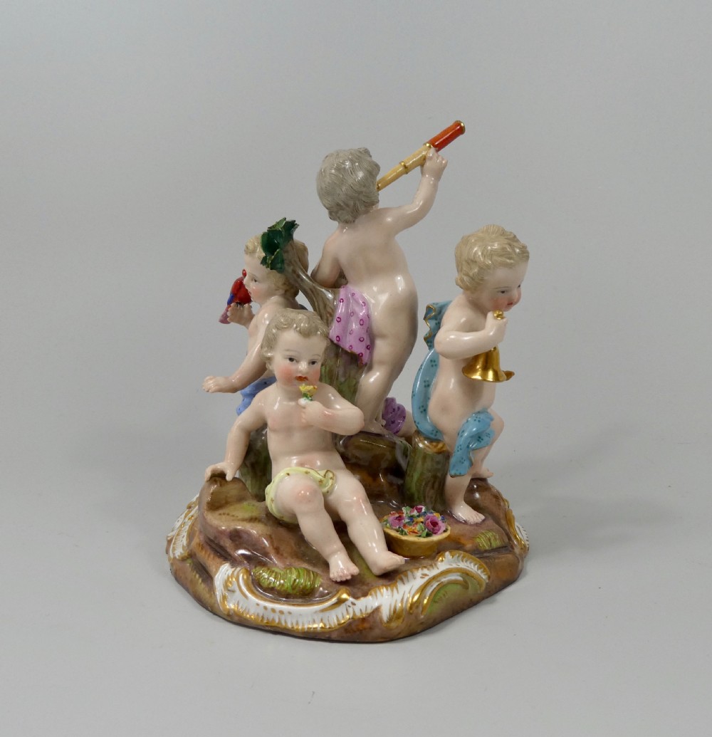 Meissen porcelain Putti group - The Senses, c. 1870. View VI