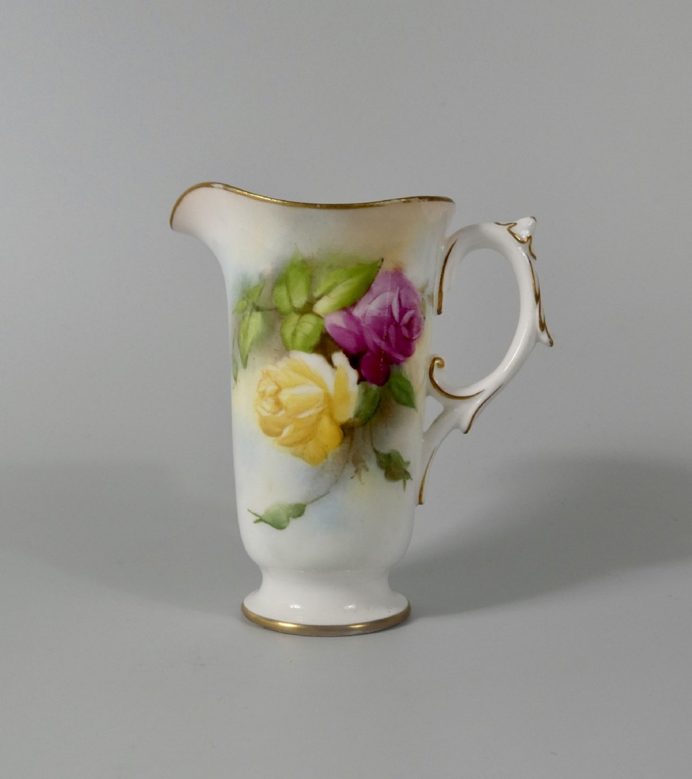 Royal Worcester cream jug. Roses, dated 1907.