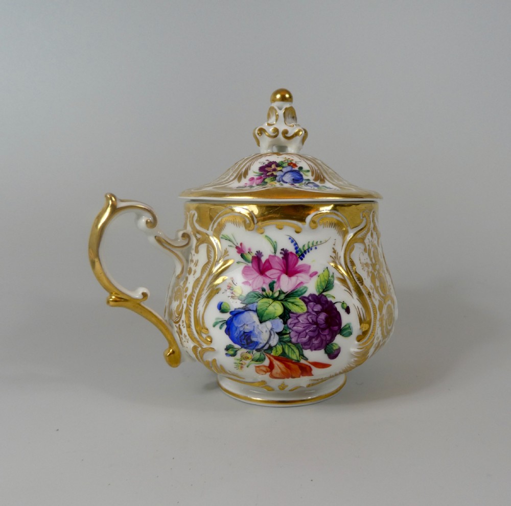 KPM Berlin porcelain chocolate cup, cover and stand, c. 1860. View VIII