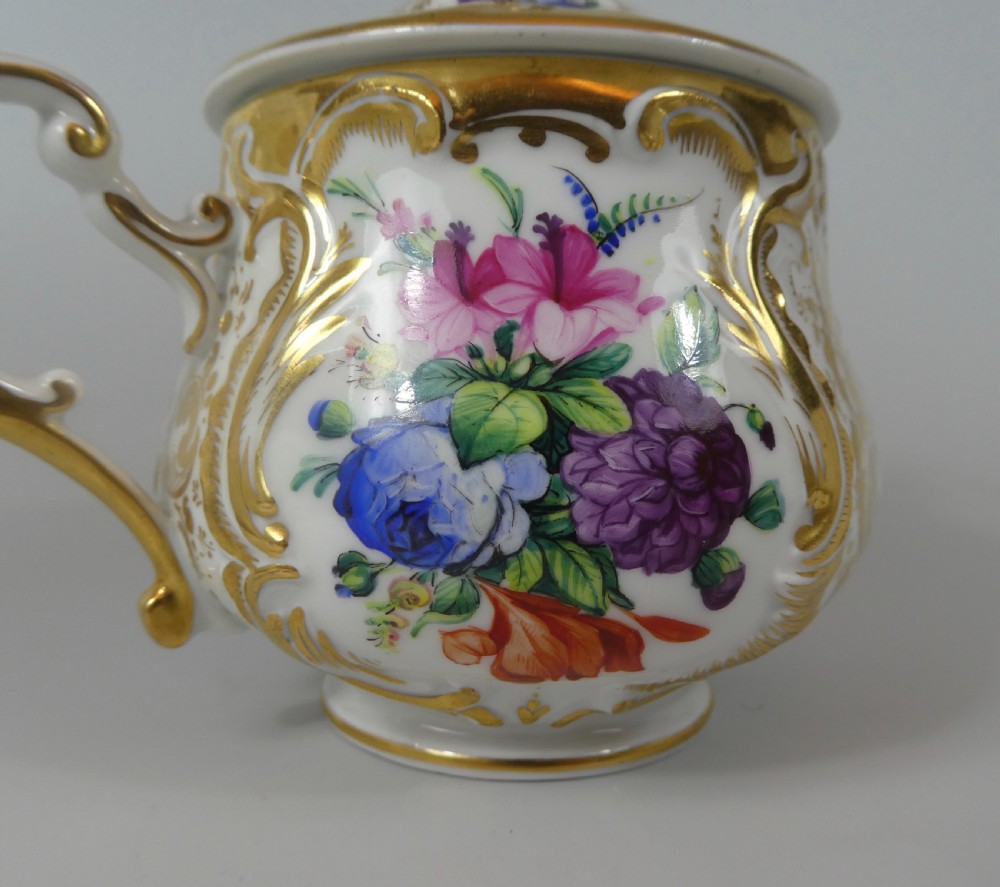 KPM Berlin porcelain chocolate cup, cover and stand, c. 1860. View X