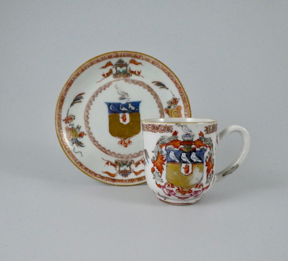 Chinese armorial cup and saucer. Frederick, baronets of Westminster, c. 1724.