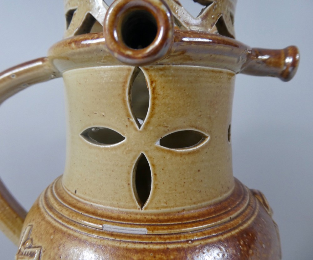 Brampton saltglazed stoneware puzzle jug, c. 1840. View XI