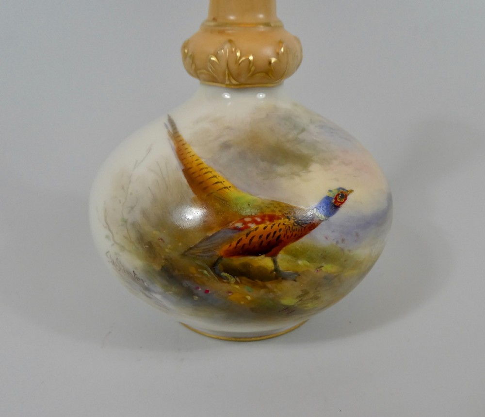 Royal Worcester Vase. Pheasant, signed Jas. Stinton, dated 1903. View V