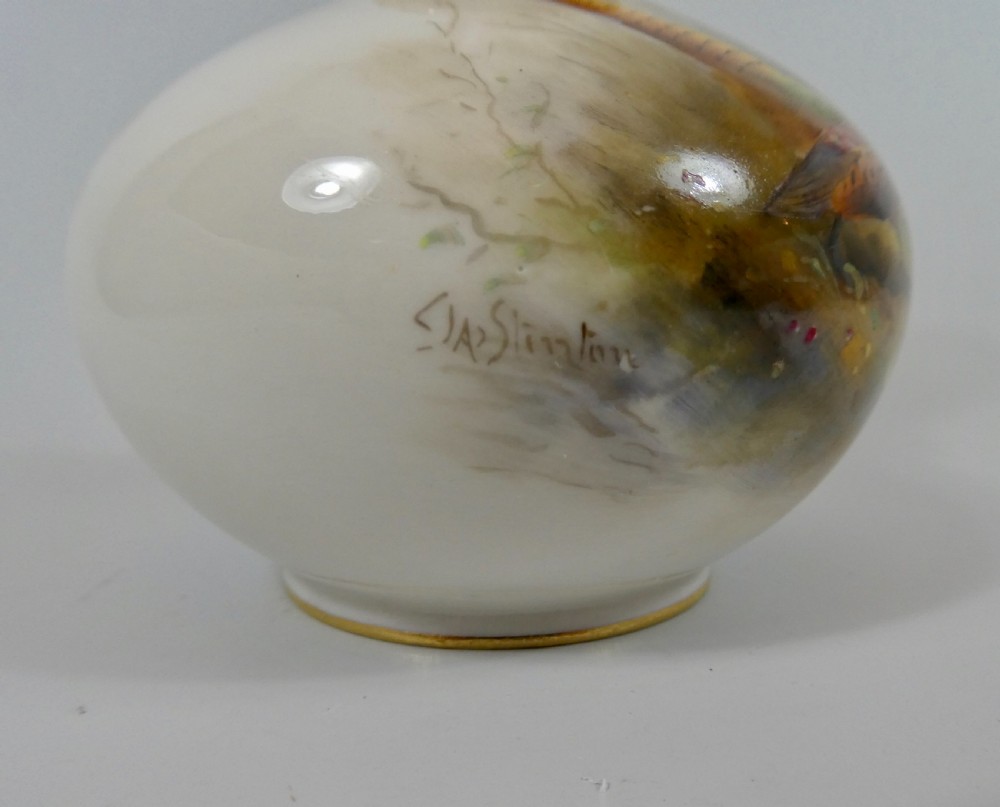 Royal Worcester Vase. Pheasant, signed Jas. Stinton, dated 1903. View VI