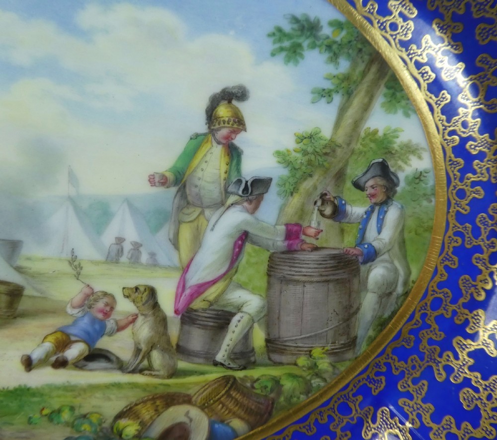 Sevres style porcelain dish. Military encampment, c. 1850. View III