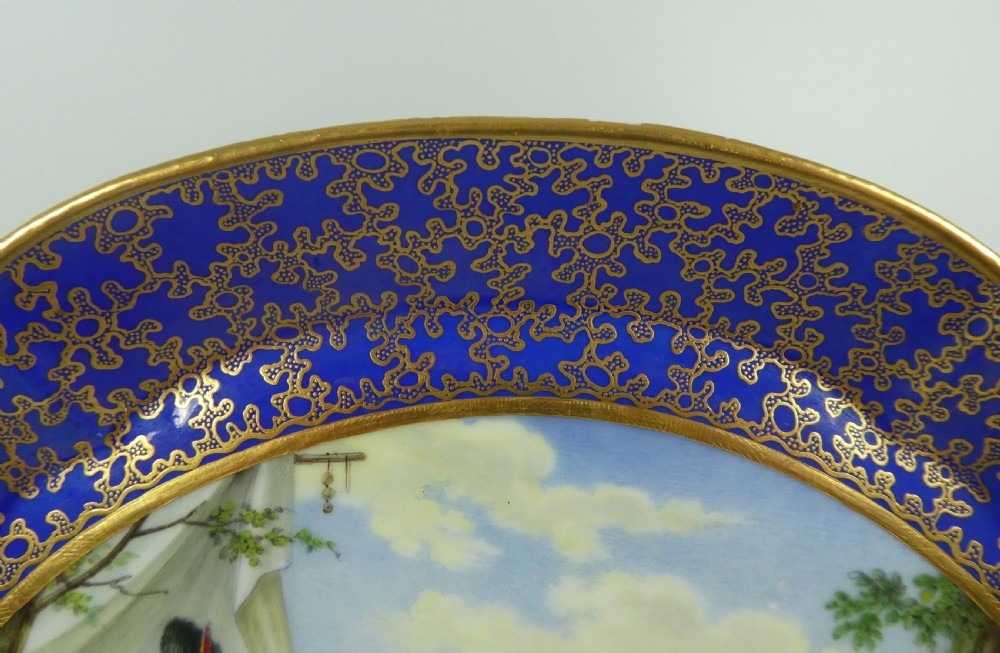 Sevres style porcelain dish. Military encampment, c. 1850. View VI