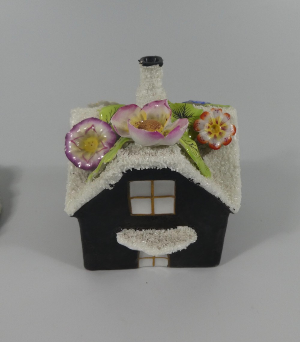 Staffordshire porcellaneous cottage pastille burner & stand, c. 1830. View XI