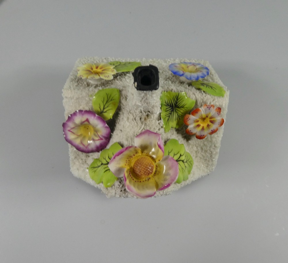 Staffordshire porcellaneous cottage pastille burner & stand, c. 1830. View XII