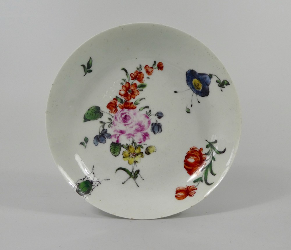 Worcester porcelain cup and saucer, c. 1765. View II
