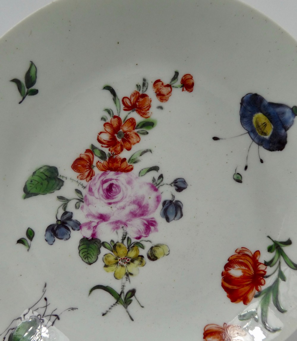 Worcester porcelain cup and saucer, c. 1765. View V