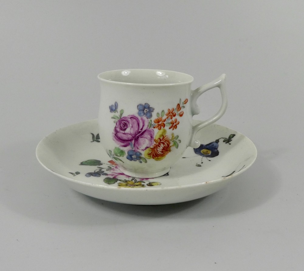 Worcester porcelain cup and saucer, c. 1765. View VI