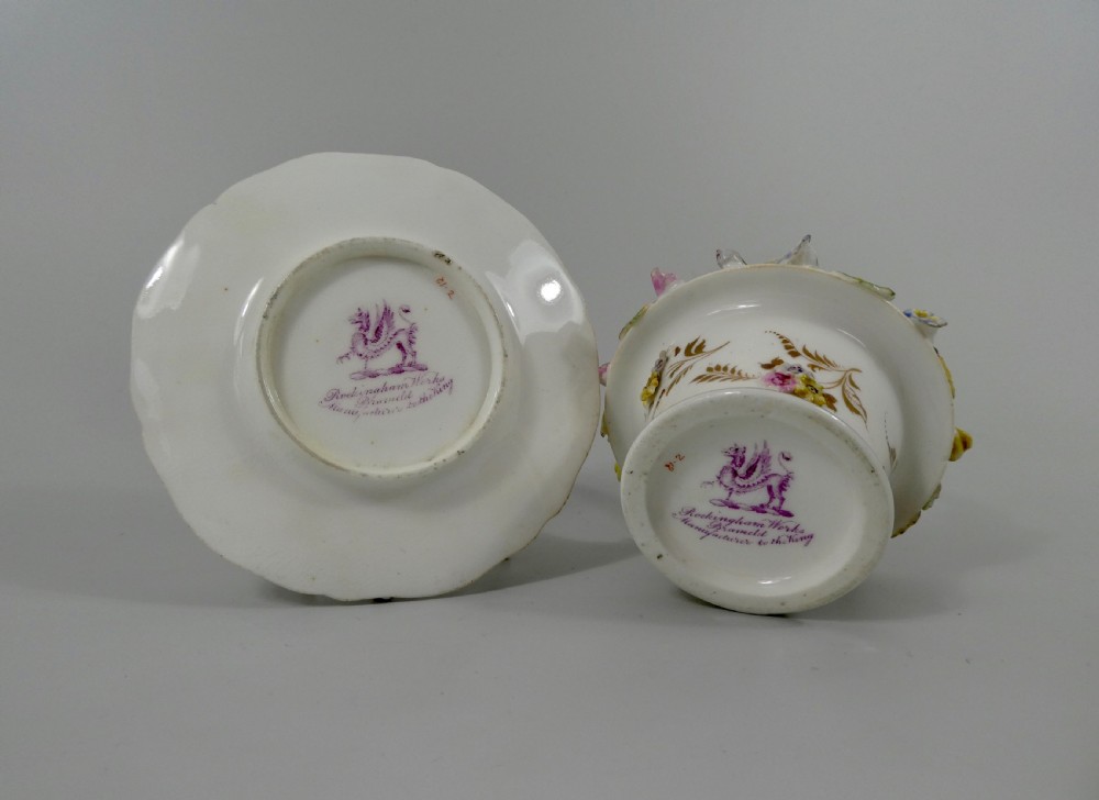 Rockingham porcelain pot pourri, cover & stand, c. 1830. View X