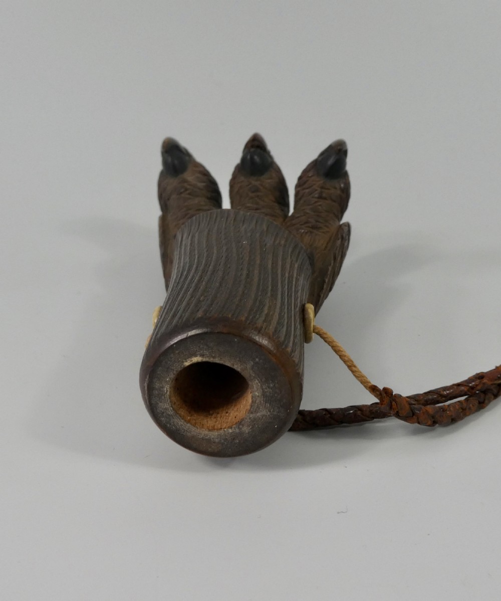 Carved wood cane handle, as parrots, c. 1890. View X