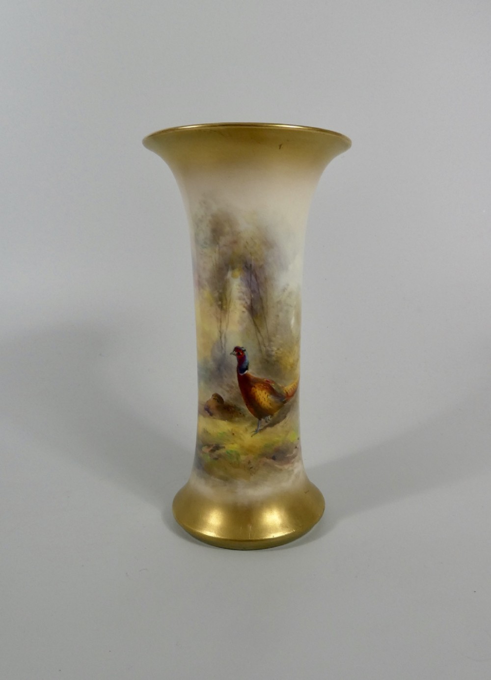 Royal Worcester porcelain vase. Pheasants painted by James Stinton. Dated 1928.
