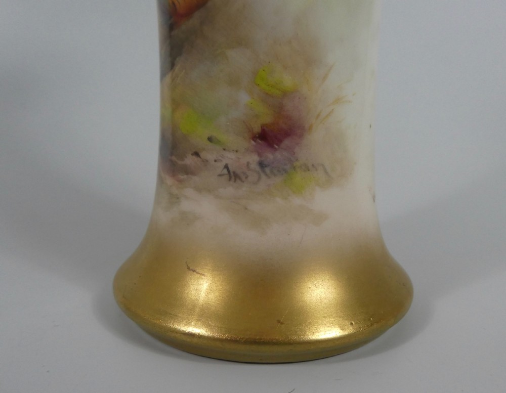 Royal Worcester porcelain vase. Pheasants painted by James Stinton. Dated 1928. View VIII