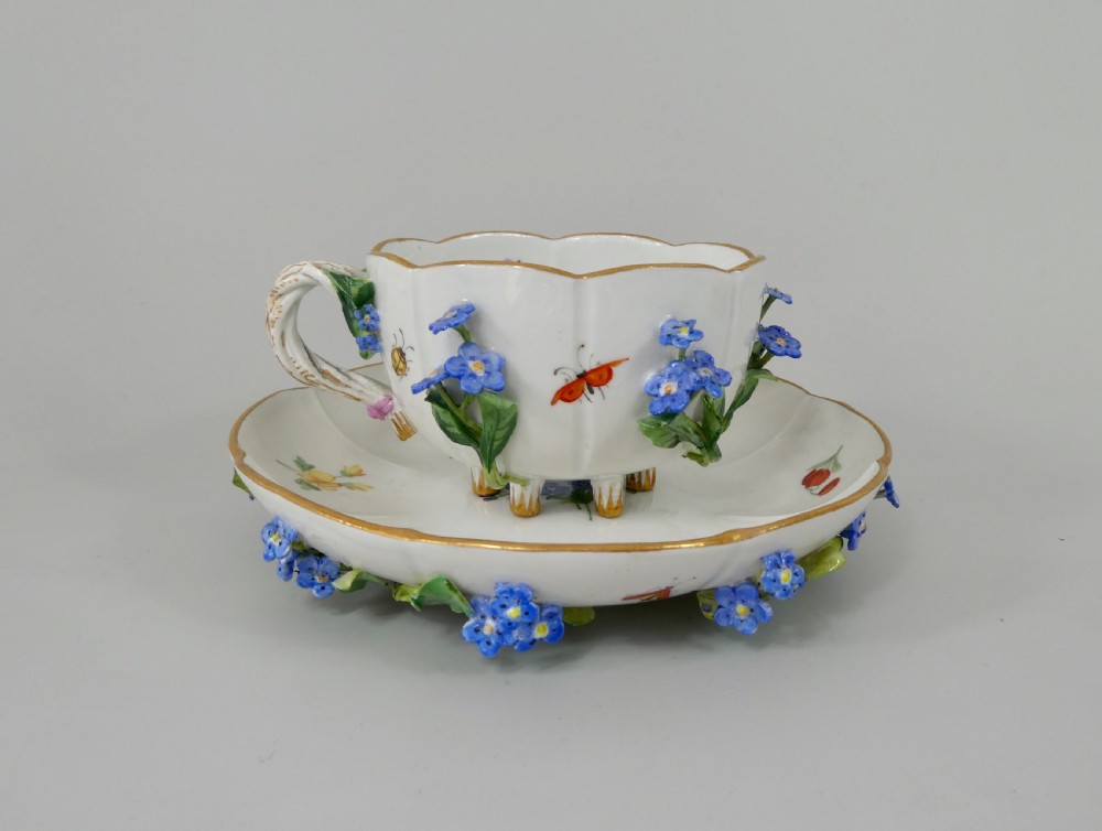 Meissen ‘Forget me nots’encrusted cup and saucer, c. 1880. View V