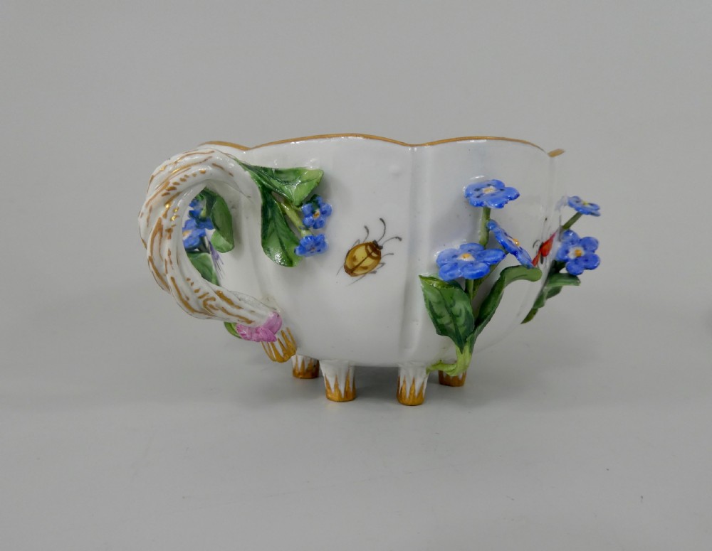 Meissen ‘Forget me nots’encrusted cup and saucer, c. 1880. View X