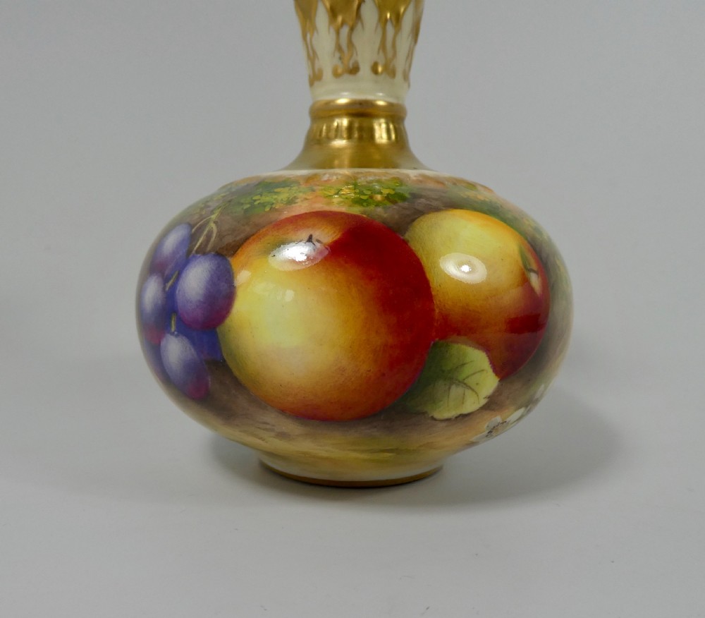 Royal Worcester porcelain vase. Fruit, painted by E.Townsend, d. 1935. View II
