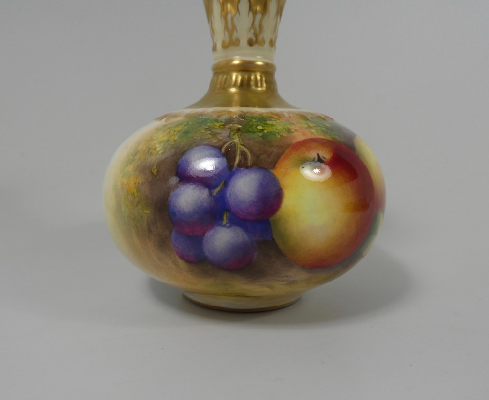 Royal Worcester porcelain vase. Fruit, painted by E.Townsend, d. 1935. View III