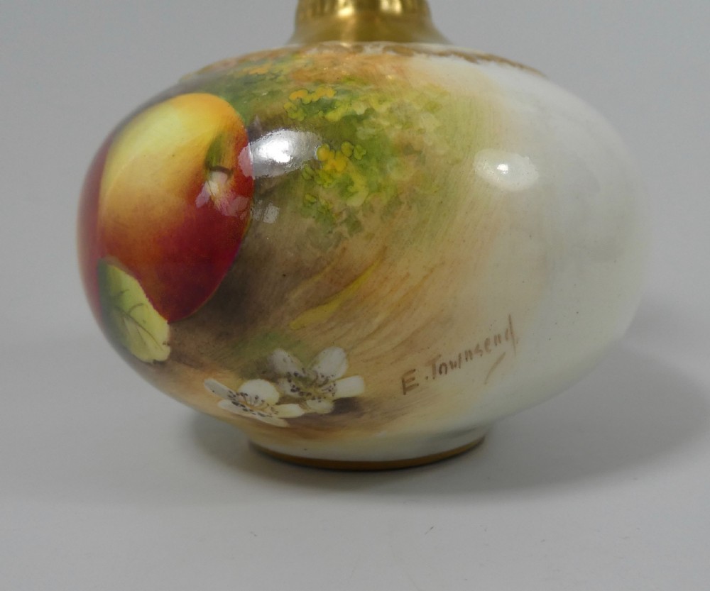 Royal Worcester porcelain vase. Fruit, painted by E.Townsend, d. 1935. View IV
