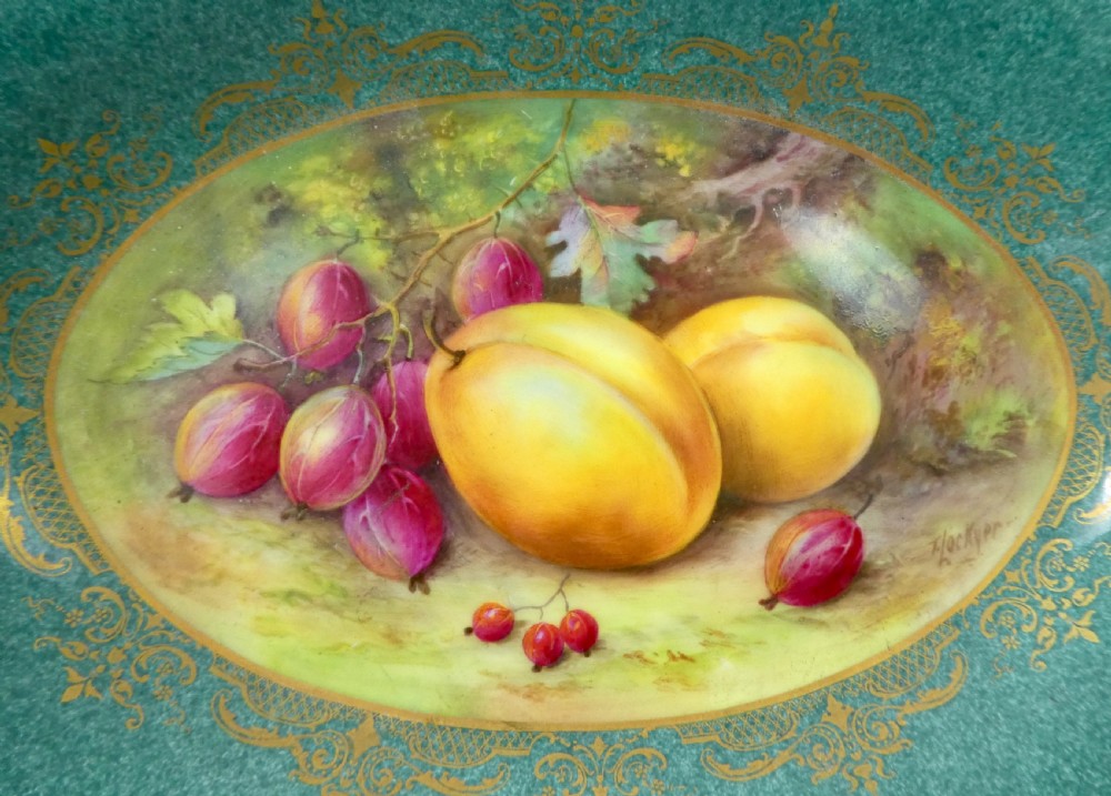Royal Worcester porcelain dish. Fruit study, by Thomas Lockyer, dated 1935. View II