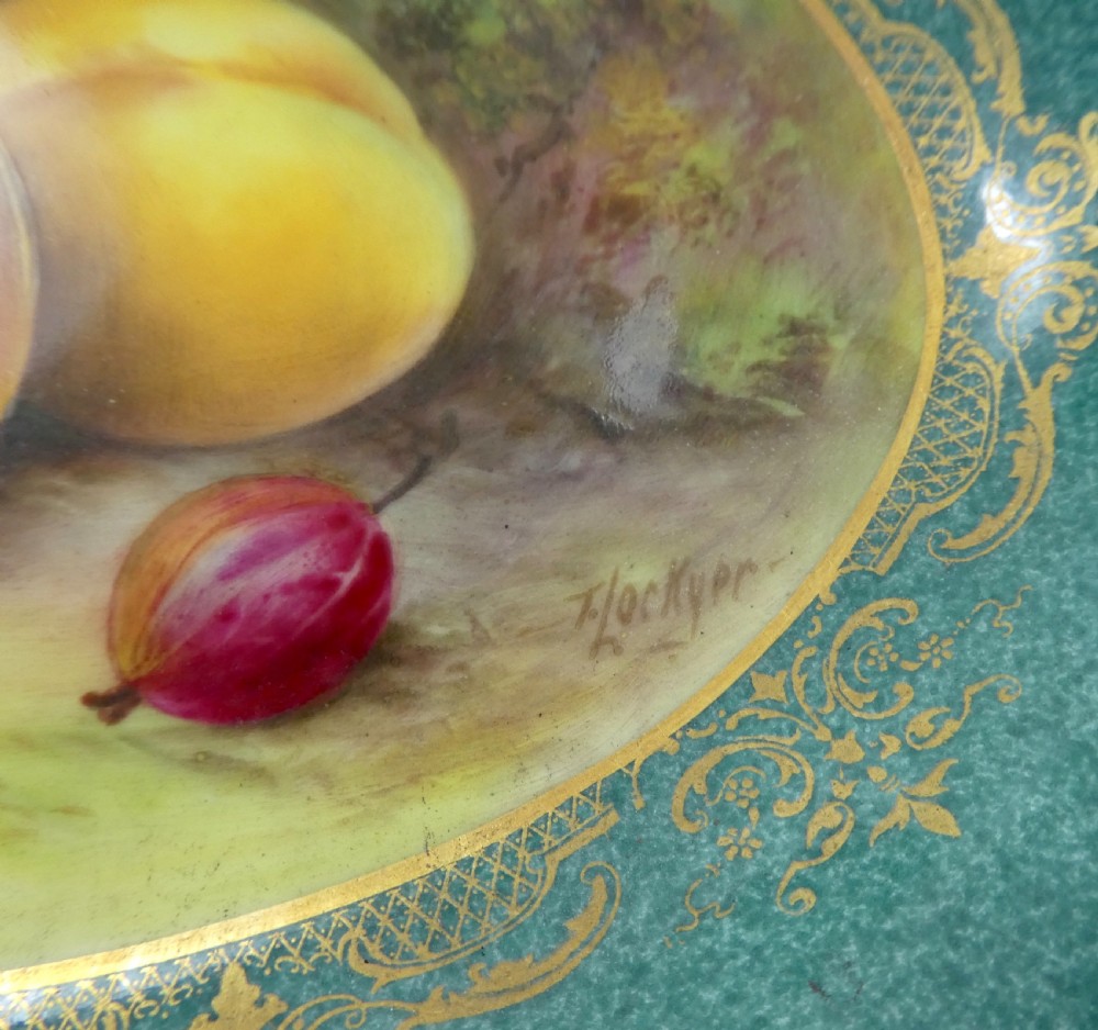 Royal Worcester porcelain dish. Fruit study, by Thomas Lockyer, dated 1935. View III