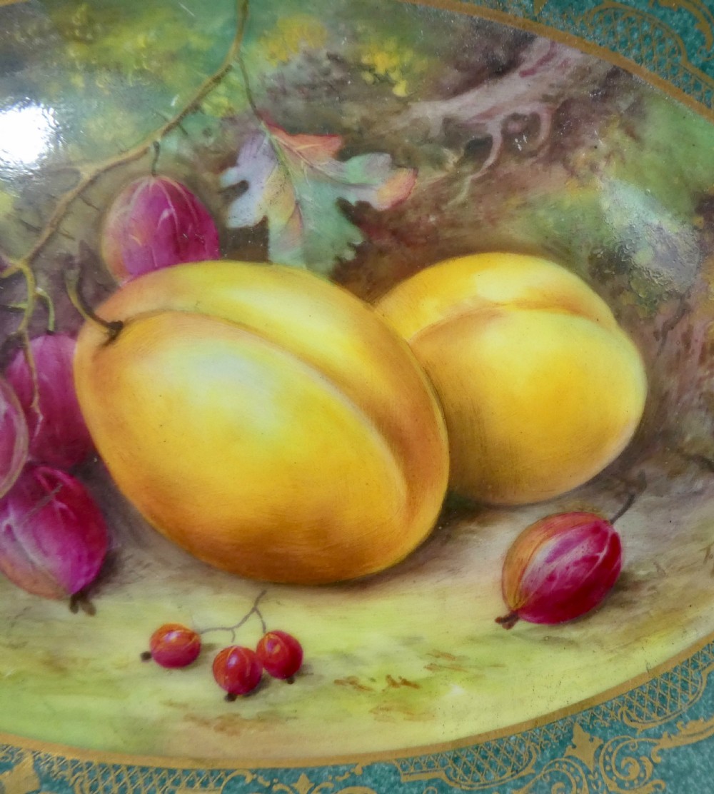 Royal Worcester porcelain dish. Fruit study, by Thomas Lockyer, dated 1935. View VI