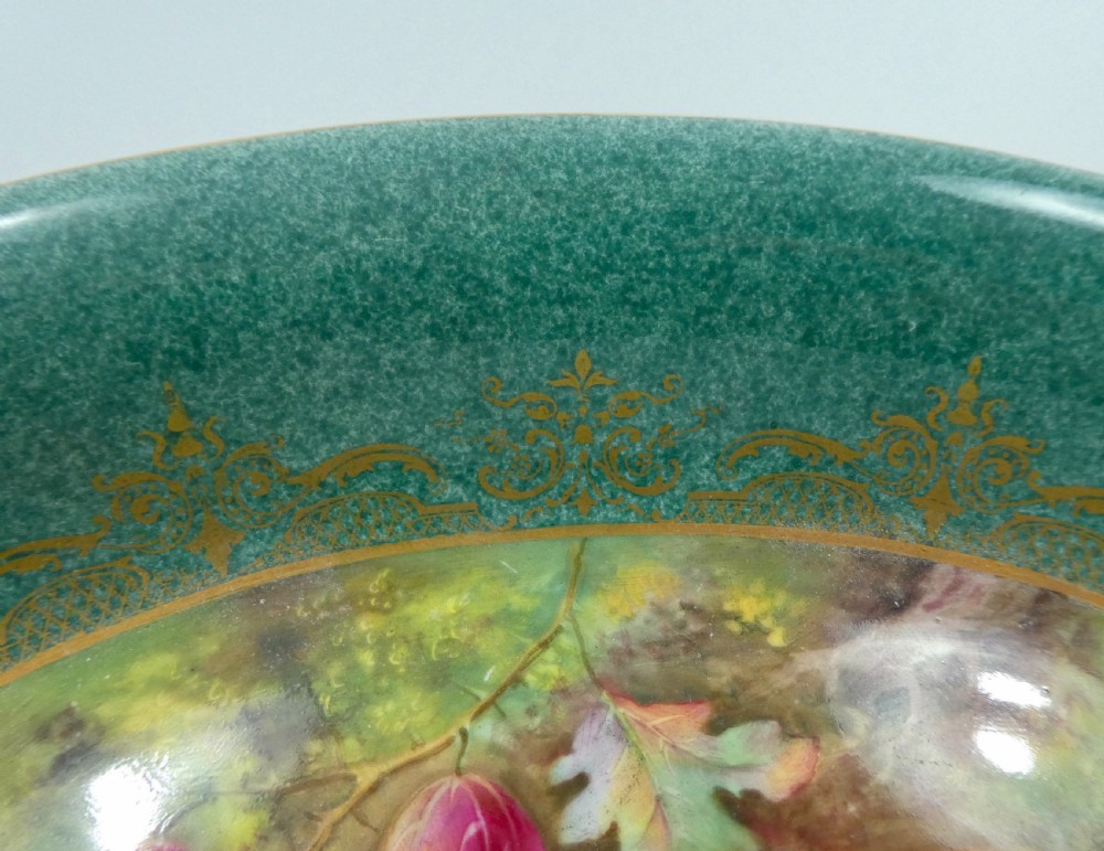 Royal Worcester porcelain dish. Fruit study, by Thomas Lockyer, dated 1935. View VII