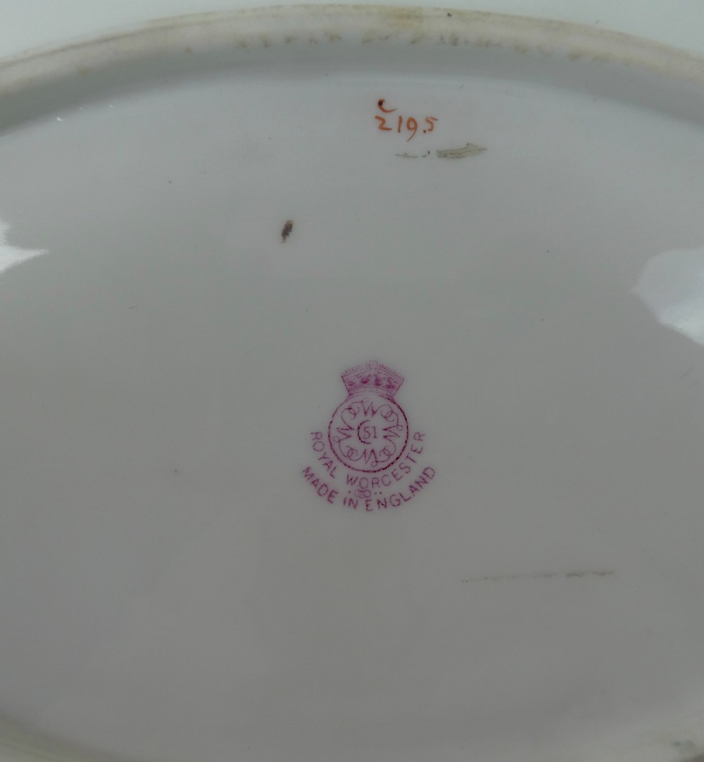 Royal Worcester porcelain dish. Fruit study, by Thomas Lockyer, dated 1935. View IX