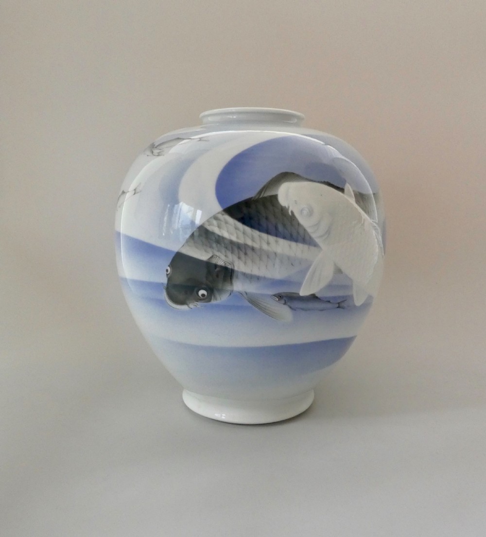 Japanese Koransha porcelain vase, Meiji Period. View III