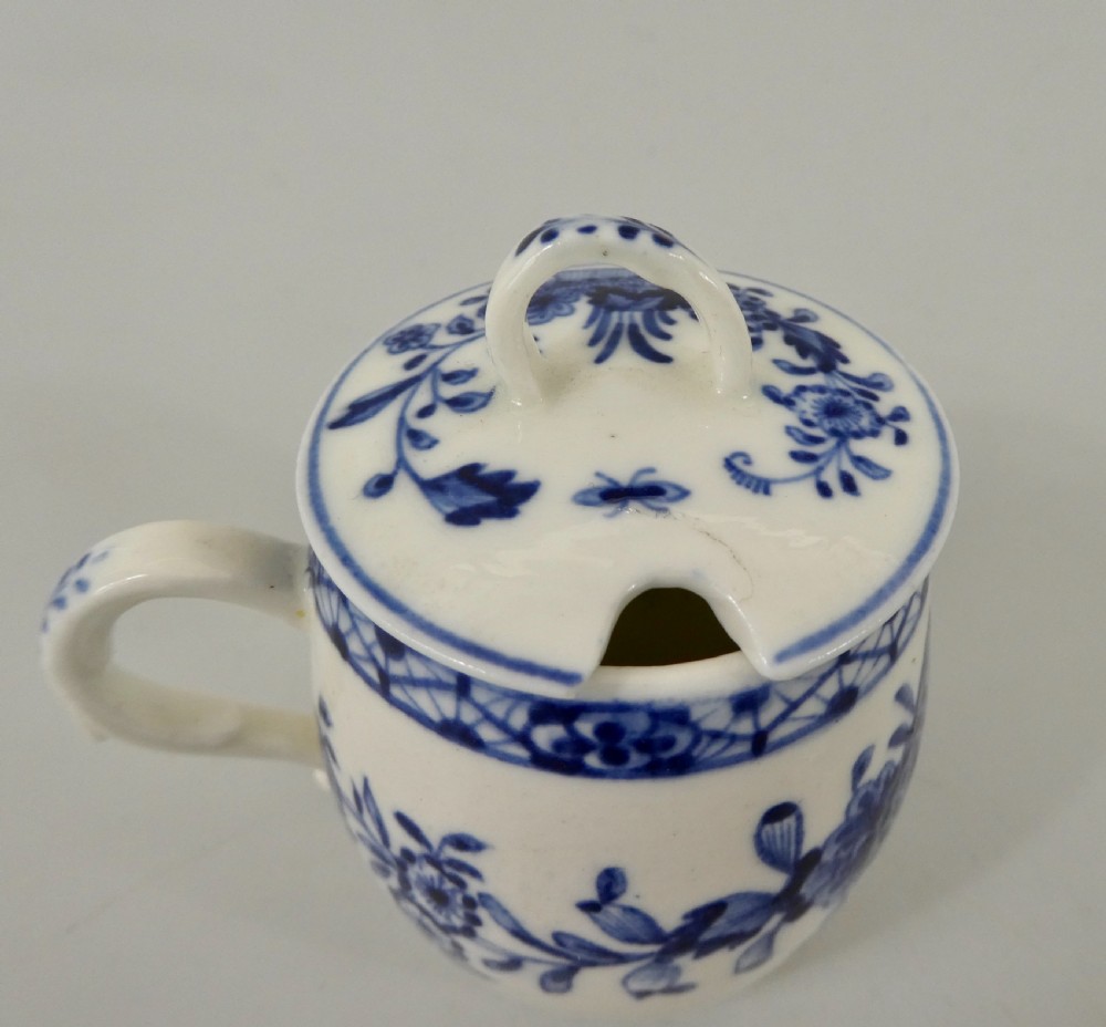 Tournai porcelain mustard pot and cover, c. 1770. View VIII