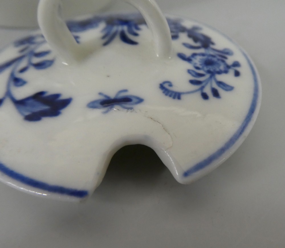 Tournai porcelain mustard pot and cover, c. 1770. View X
