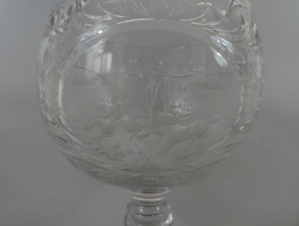 Thomas Webb & Corbett Ltd large glass hunting goblet, c. 1930. View II