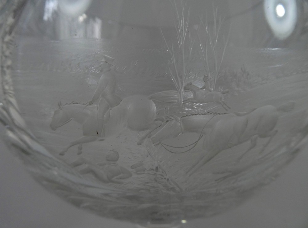 Thomas Webb & Corbett Ltd large glass hunting goblet, c. 1930. View IV