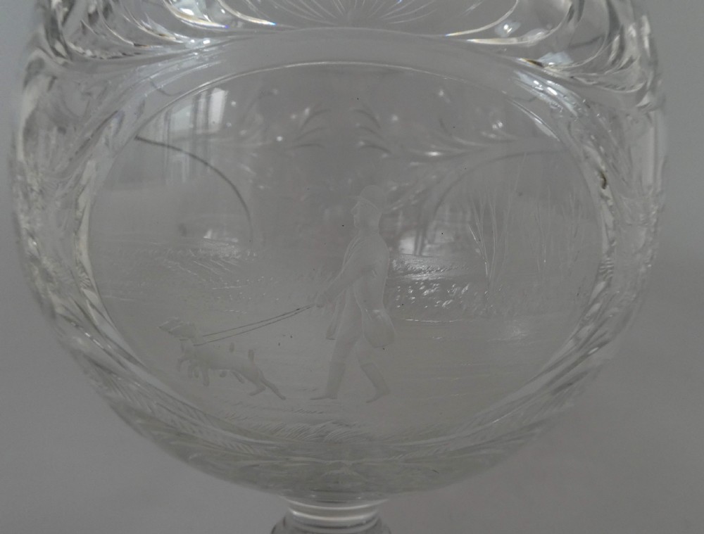 Thomas Webb & Corbett Ltd large glass hunting goblet, c. 1930. View VII
