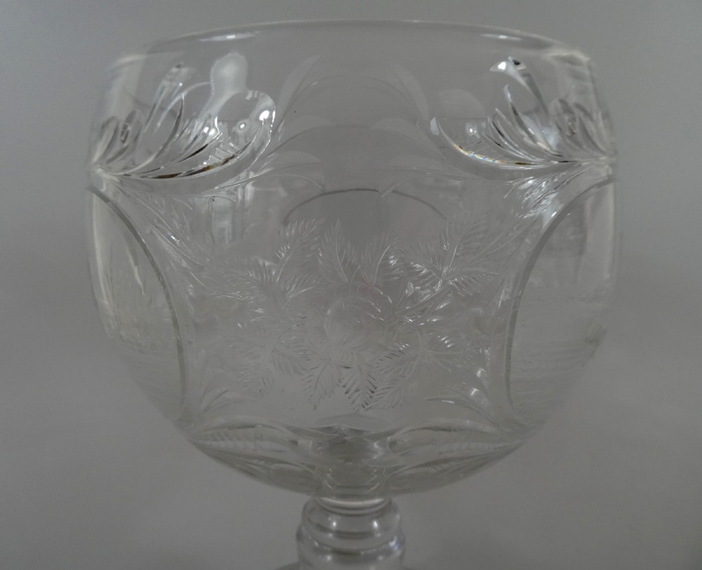 Thomas Webb & Corbett Ltd large glass hunting goblet, c. 1930. View X