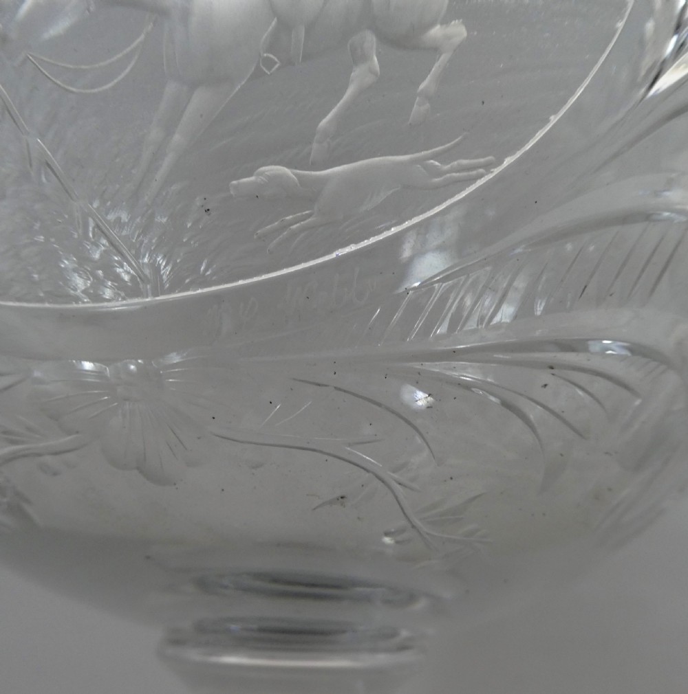 Thomas Webb & Corbett Ltd large glass hunting goblet, c. 1930. View XI