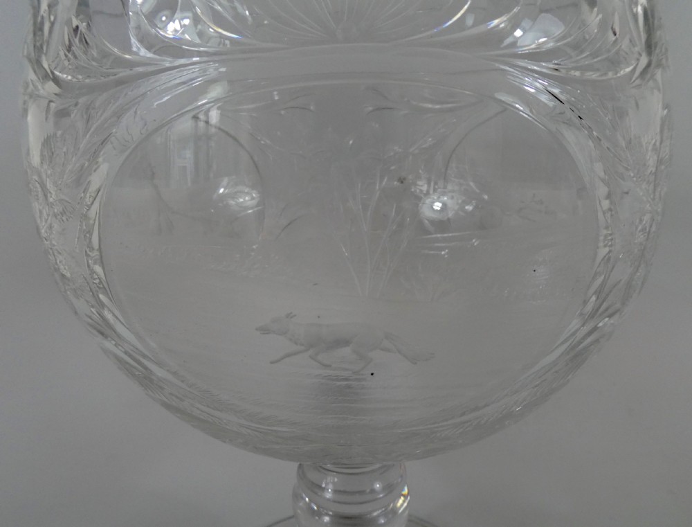 Thomas Webb & Corbett Ltd large glass hunting goblet, c. 1930. View XIII
