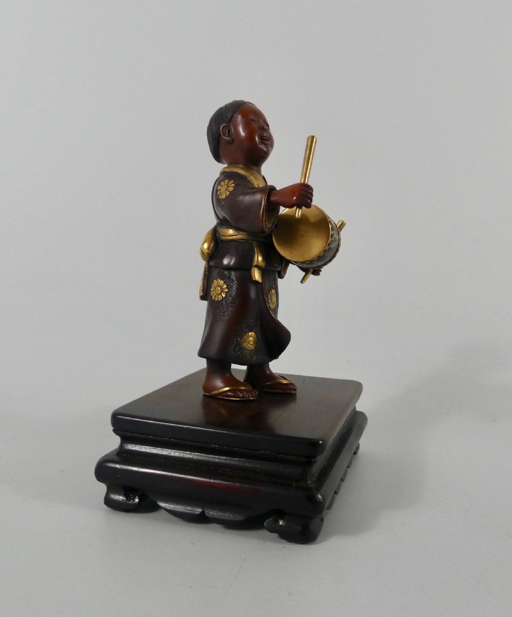 Japanese bronze okimono of a boy. Meiji Period. View IV