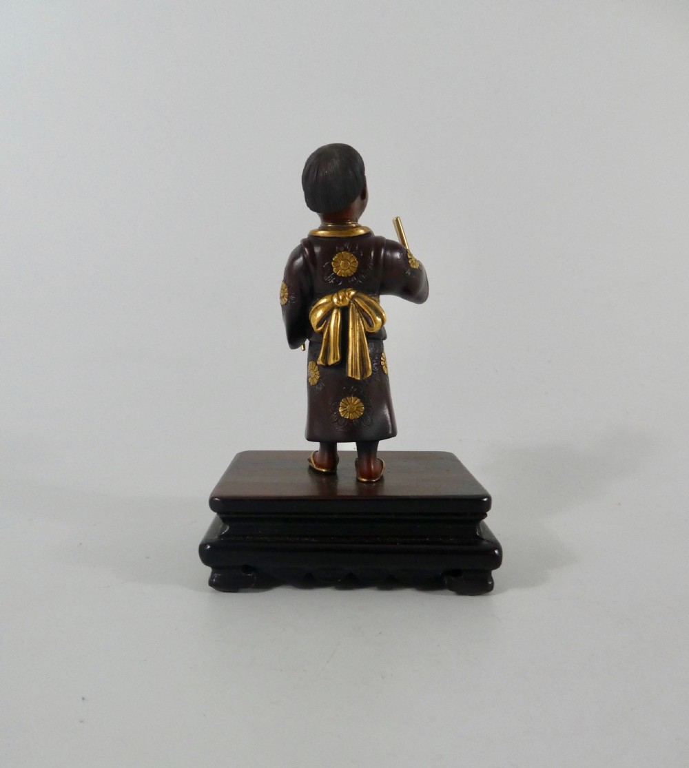 Japanese bronze okimono of a boy. Meiji Period. View VI