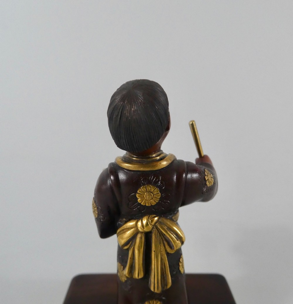 Japanese bronze okimono of a boy. Meiji Period. View VIII