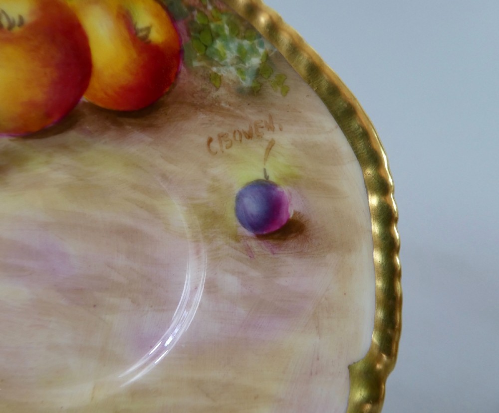 Royal Worcester Fruit cup and saucer. C. Bowen. View IV
