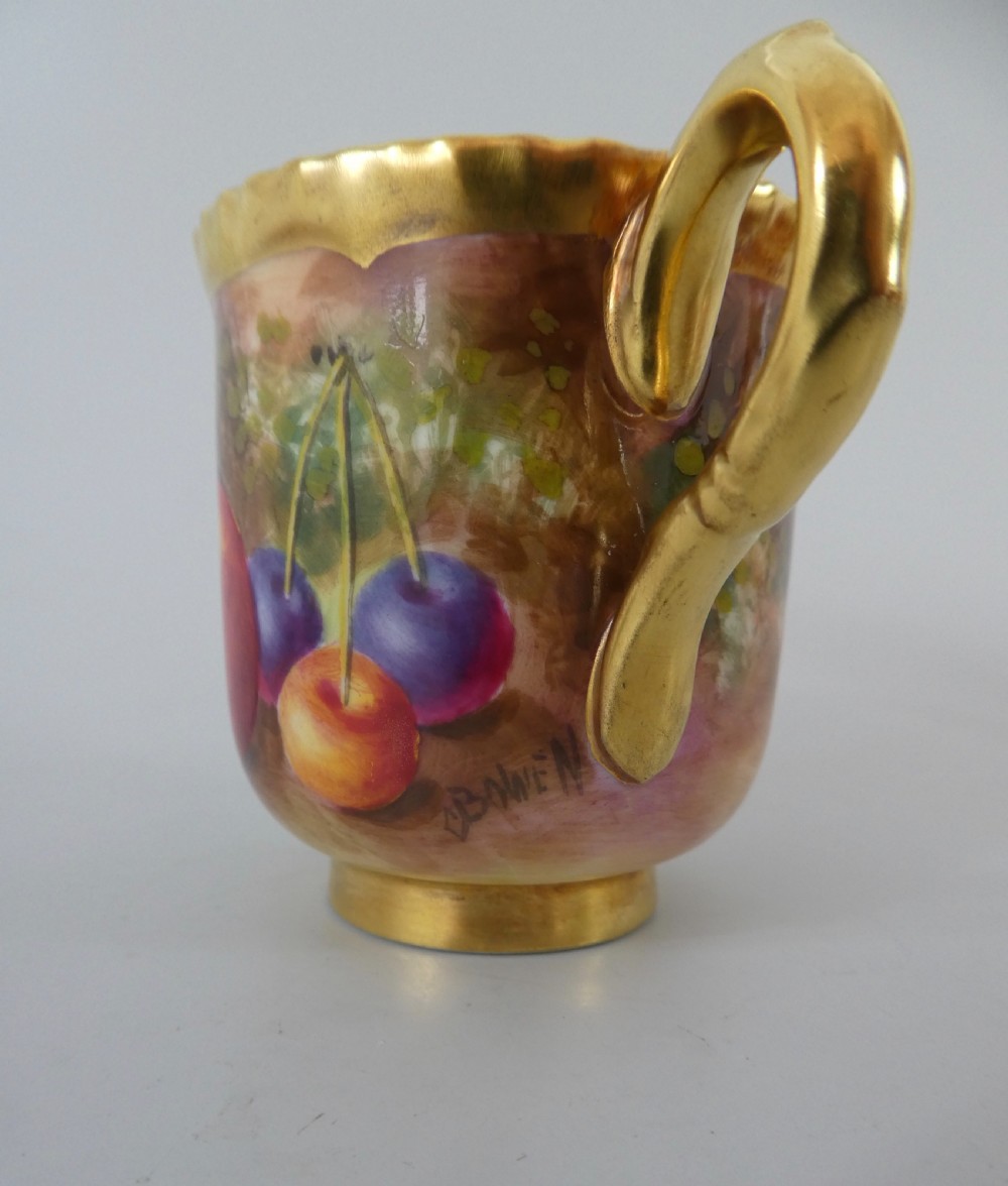 Royal Worcester Fruit cup and saucer. C. Bowen. View VIII
