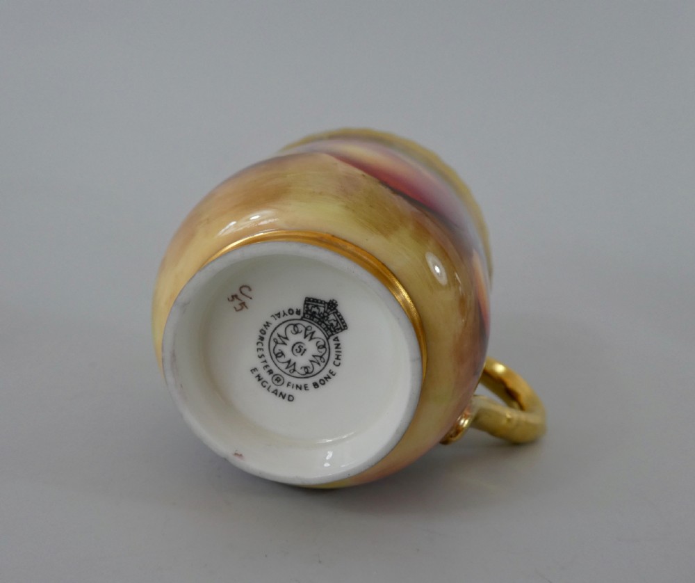Royal Worcester Fruit cup and saucer. C. Bowen. View X