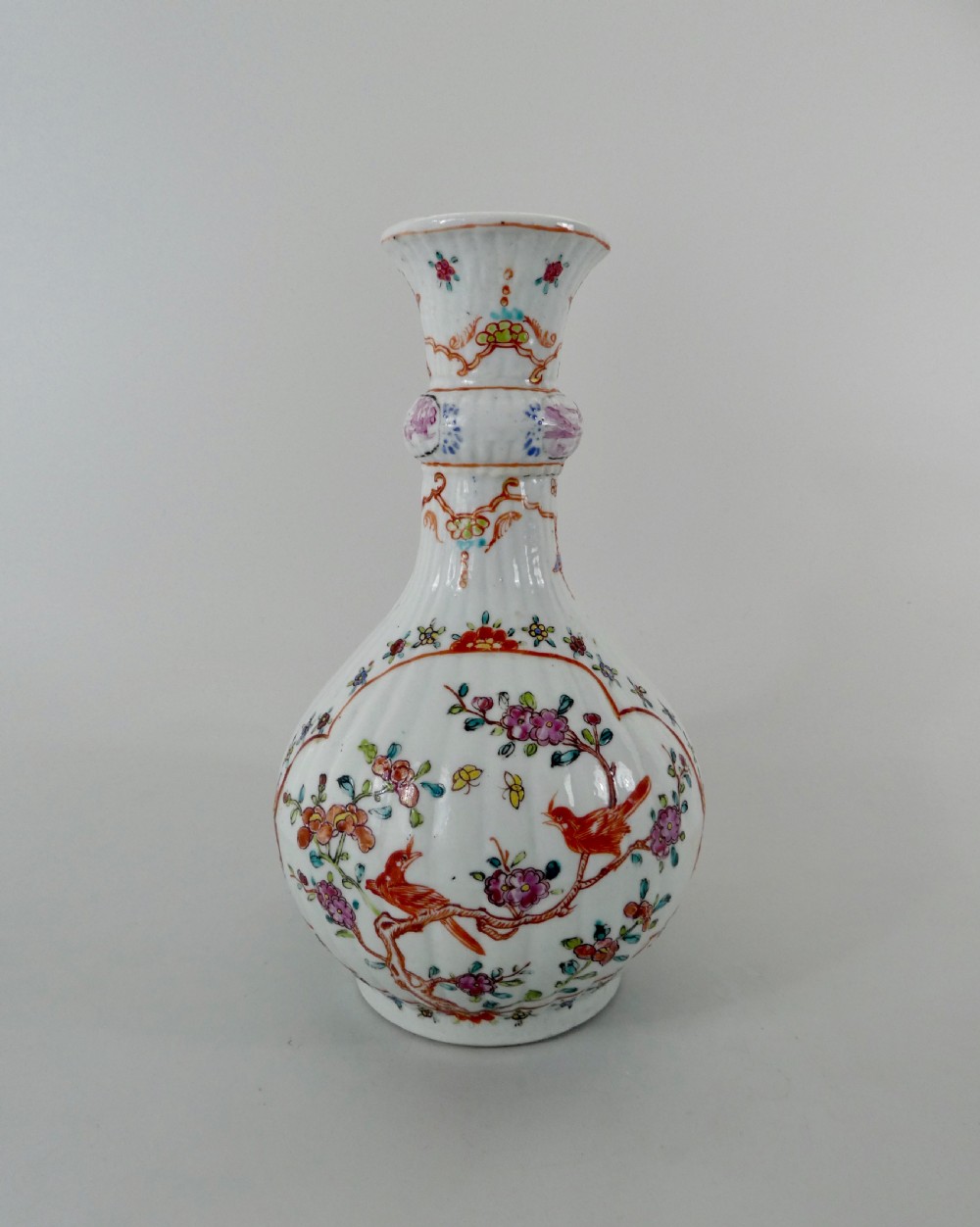 Chinese garniture of vases. Famille rose decoration. Qianlong Period. View II